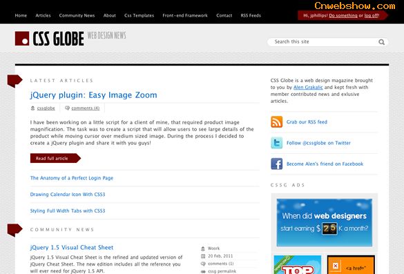 設(shè)計(jì)師必看網(wǎng)站推薦：cssglobe