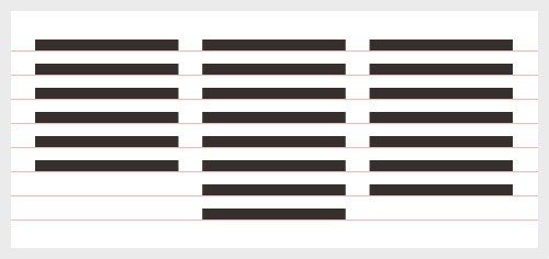 Horizontal baseline alignment across multiple columns.