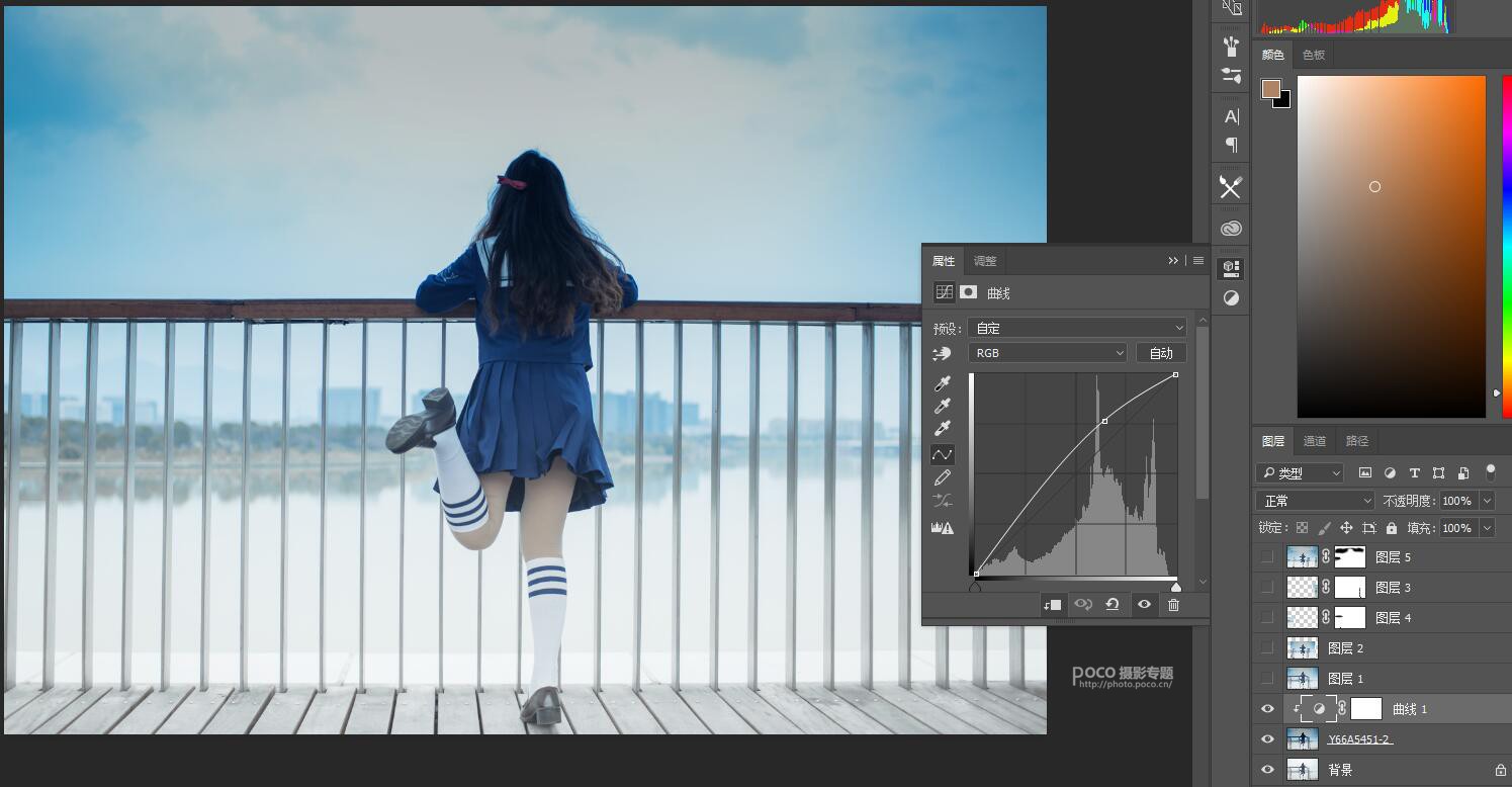 Photoshop調(diào)出湖邊女孩二次元?jiǎng)勇Y(jié)果,破洛洛